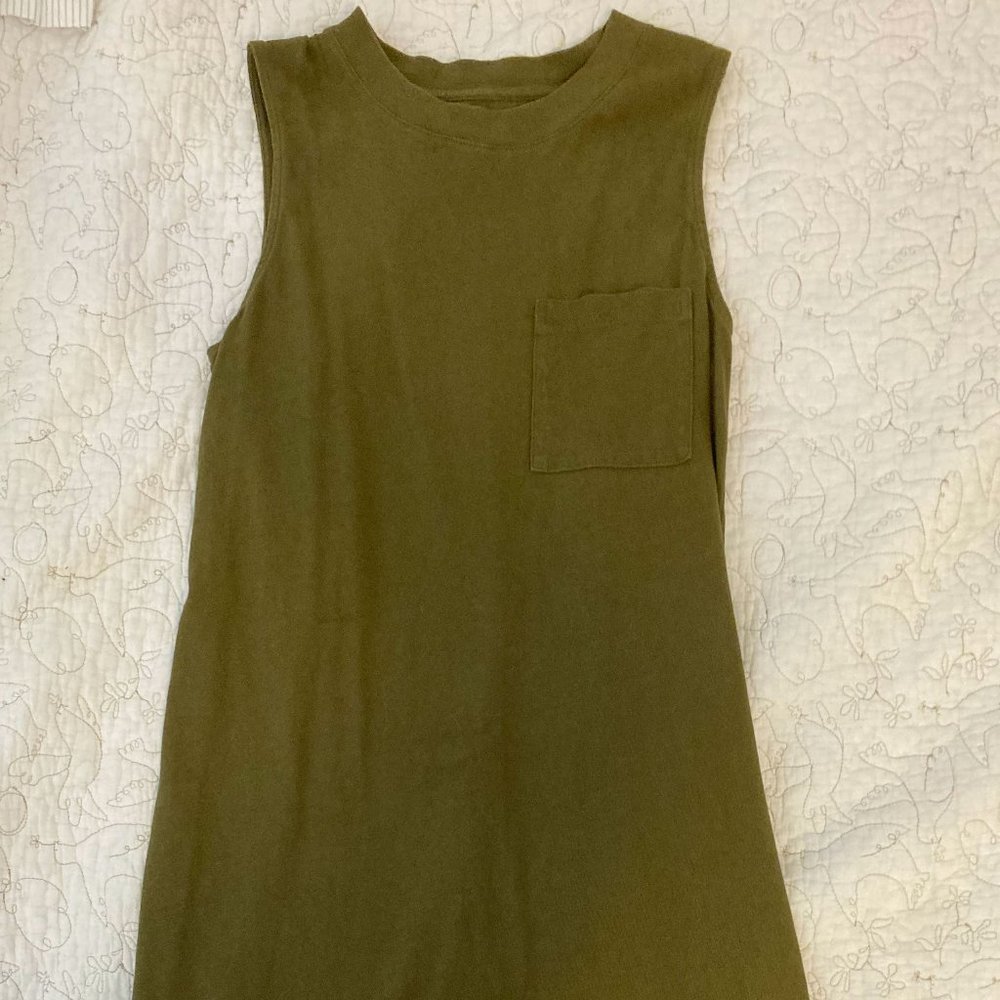 Everlane Sleevess T-shirt Dress, Green, Size Small